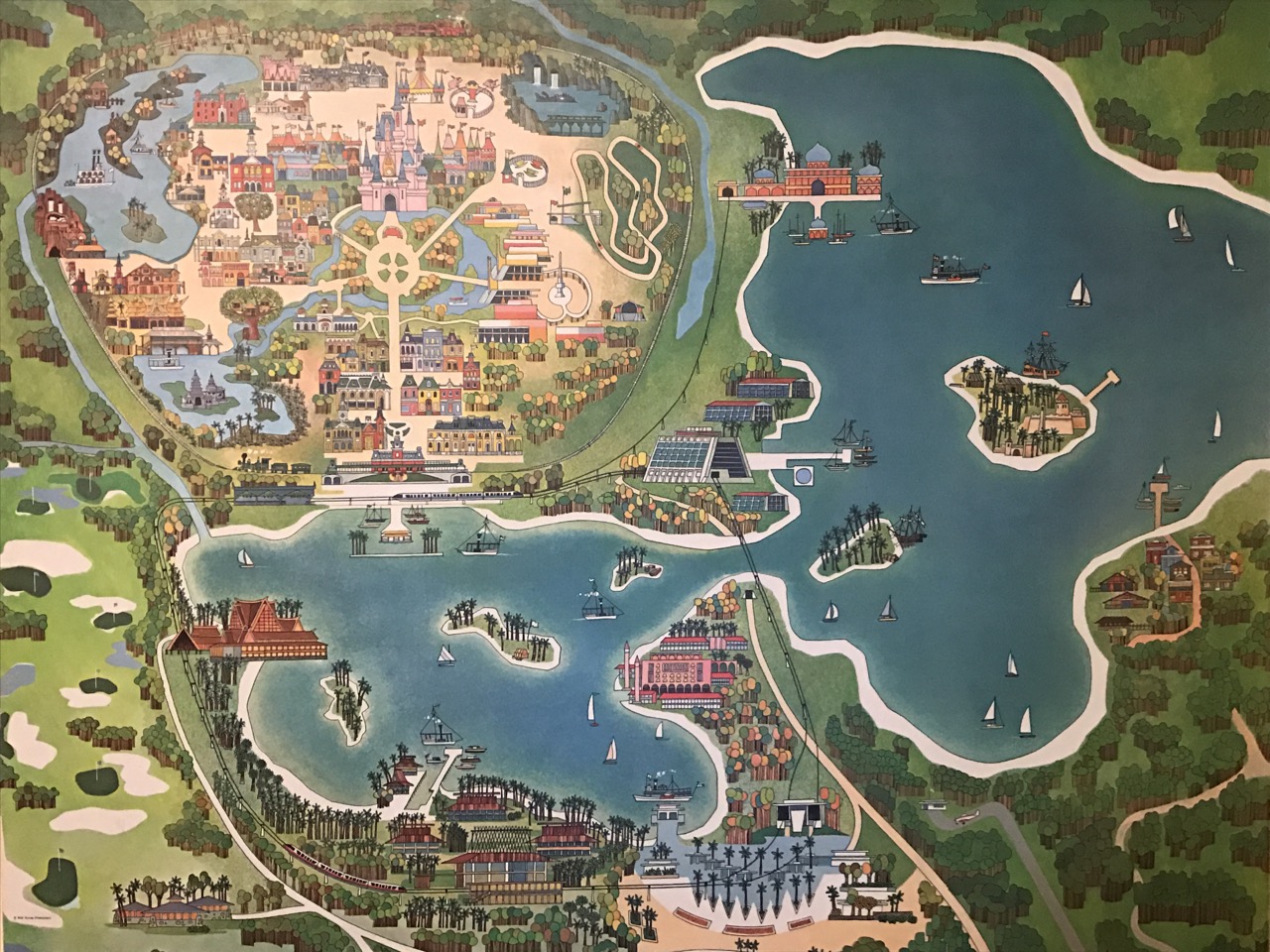 A map of what the Walt Disney World property would become as envisioned around opening in 1971